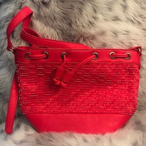 Red Straw Crossbody Bag